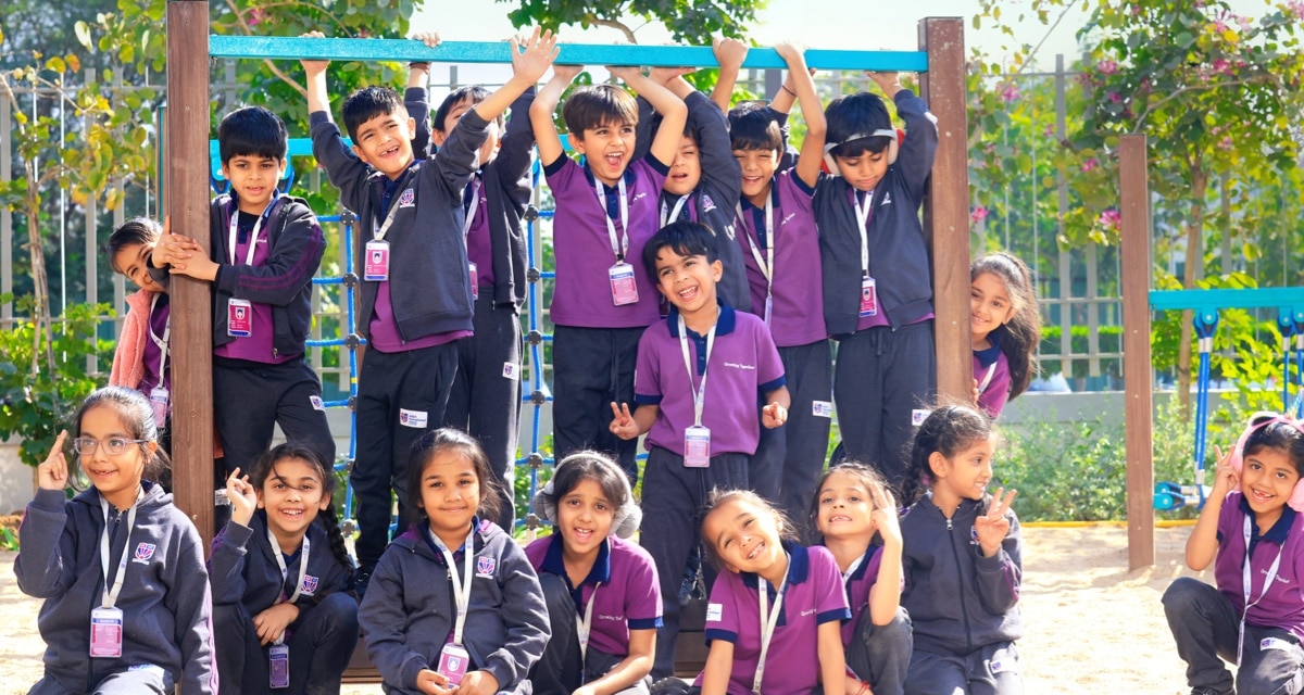 students in ground at Adani International School