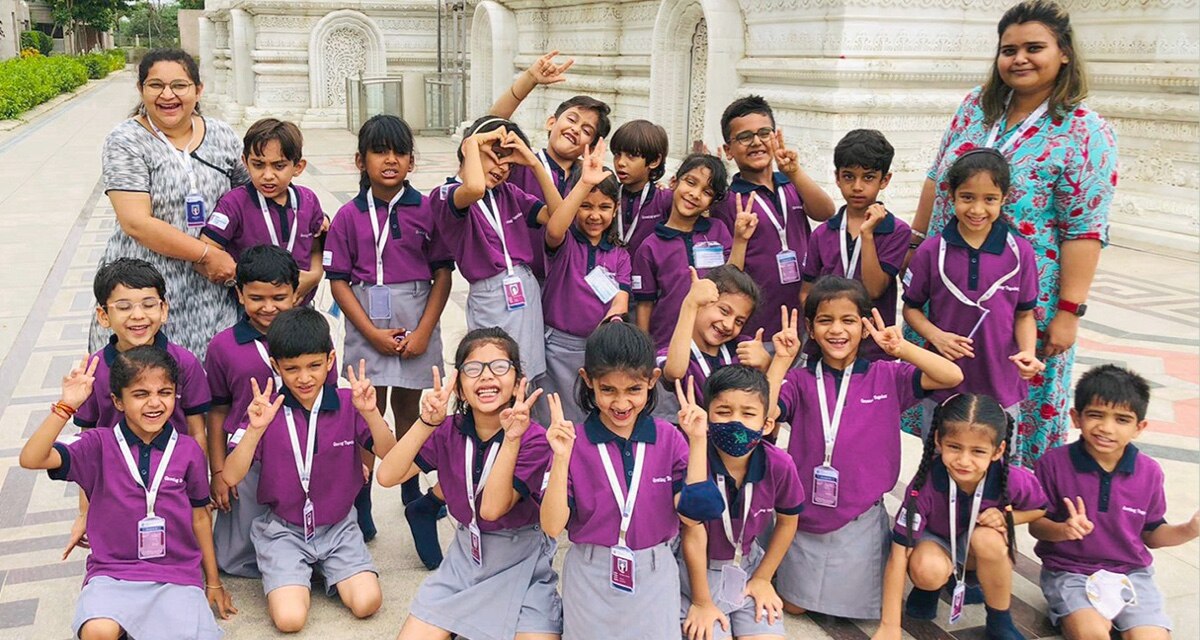 group of students with female teachers