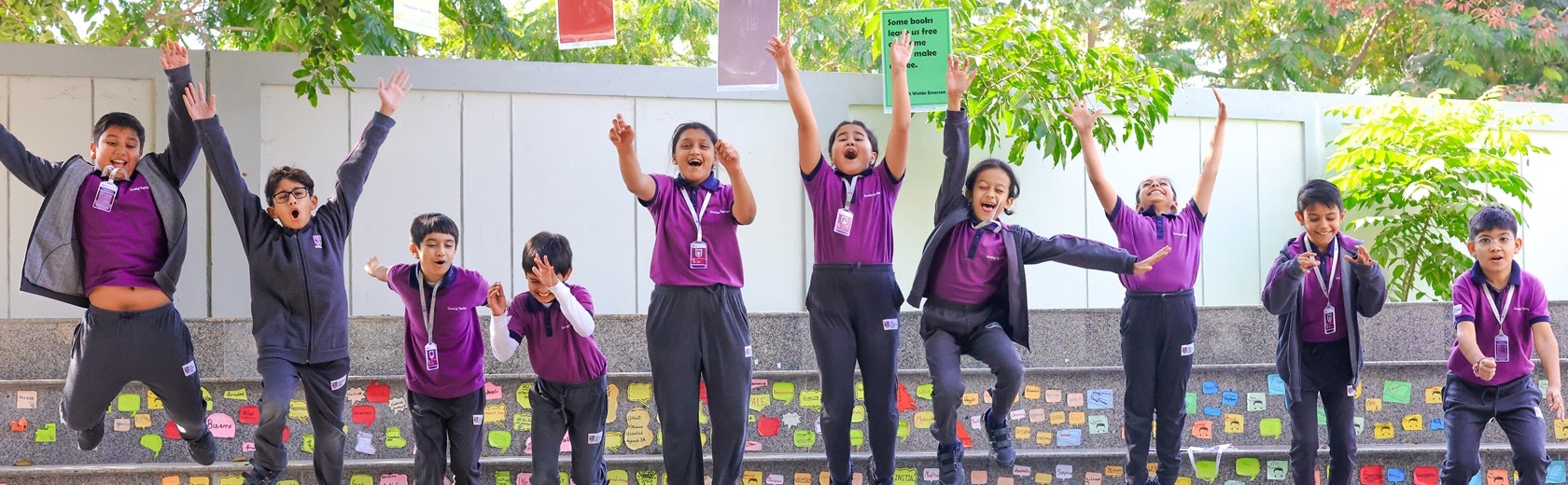 studentsin amphitheatre at Adani international School