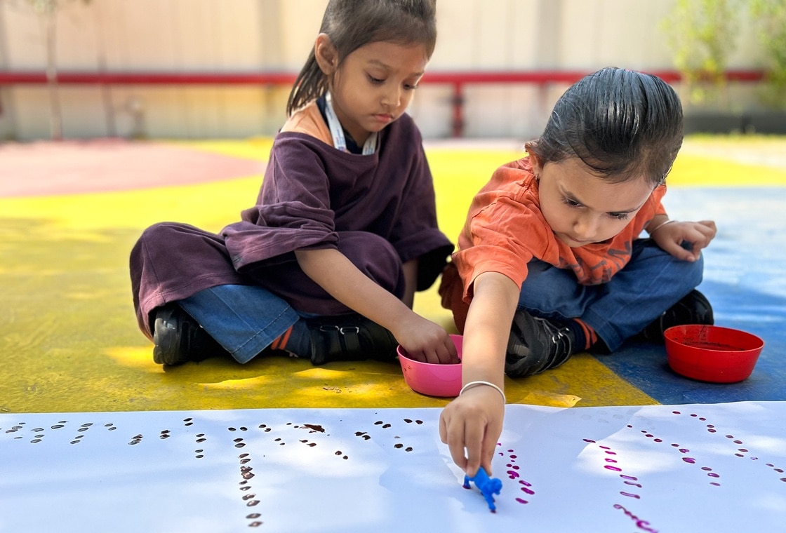 students performing visual arts activity at Adani international School