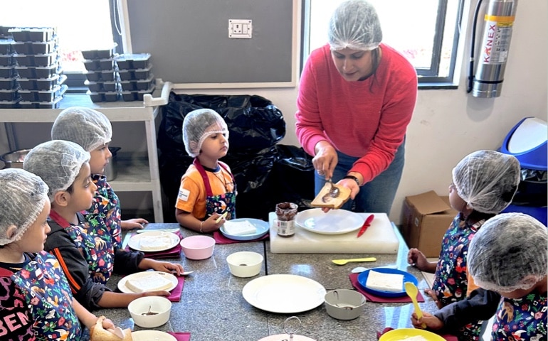 students performing food activity 