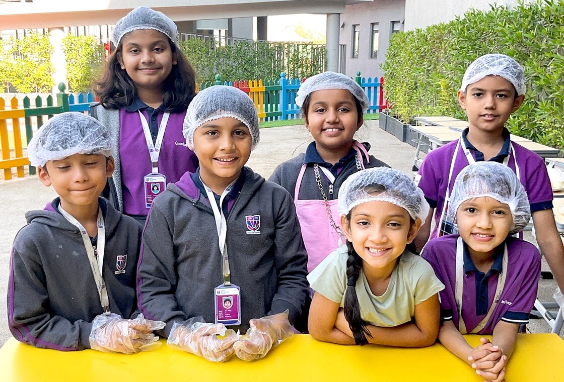 students performing food activity