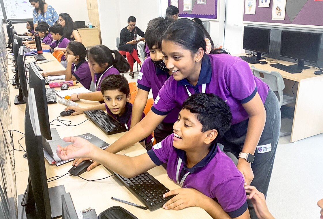 students in ICT lab at Adani International School
