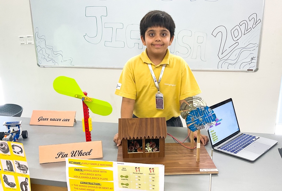 students display his art ina exhibition at Adani international School