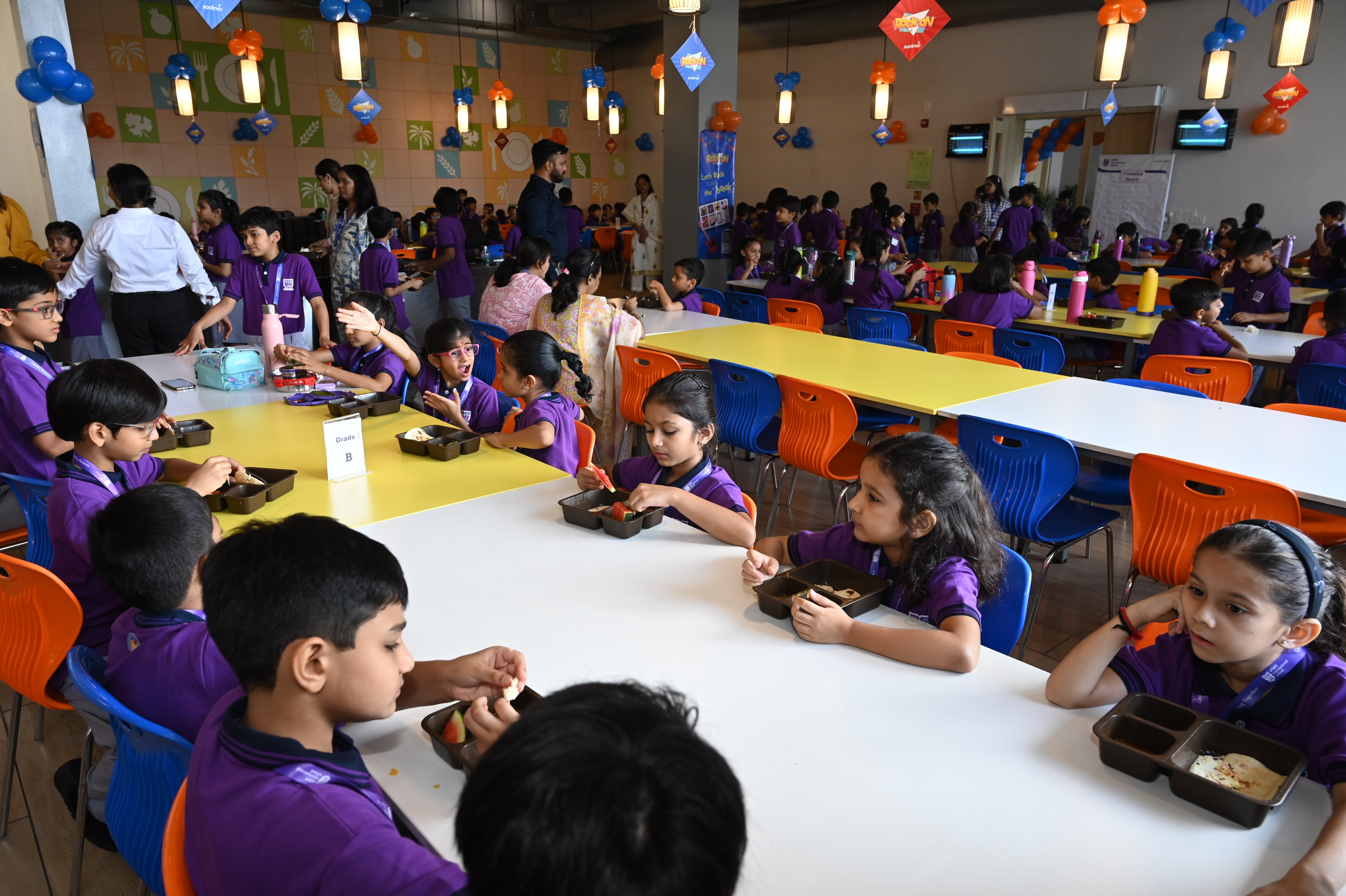 students in dinning hall at Adani International School