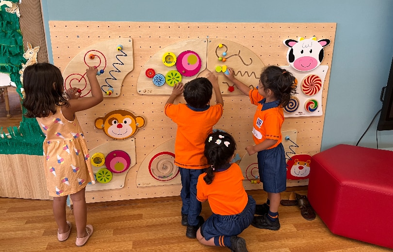 students learning through art activity at Adani International School