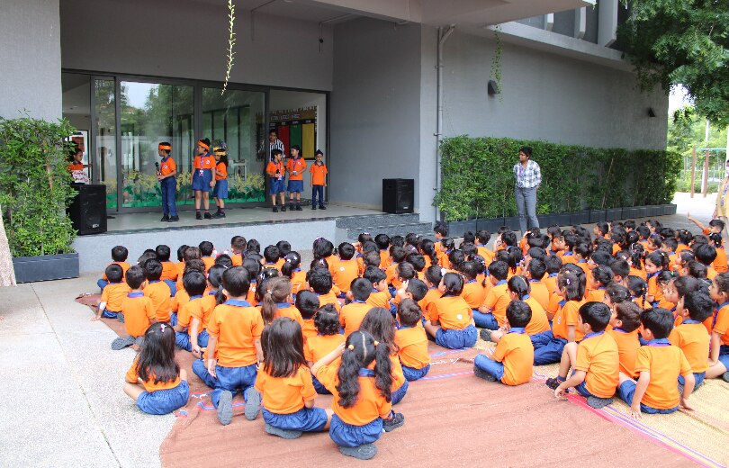 students learning through art activity at Adani International School