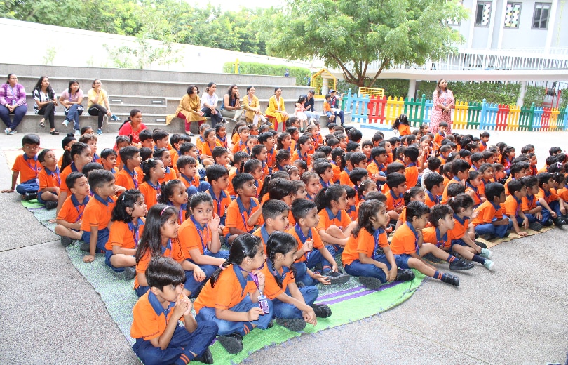 students learning through art activity at Adani International School