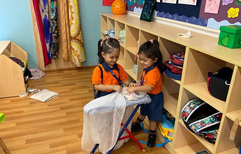 students learning through art activity at Adani International School