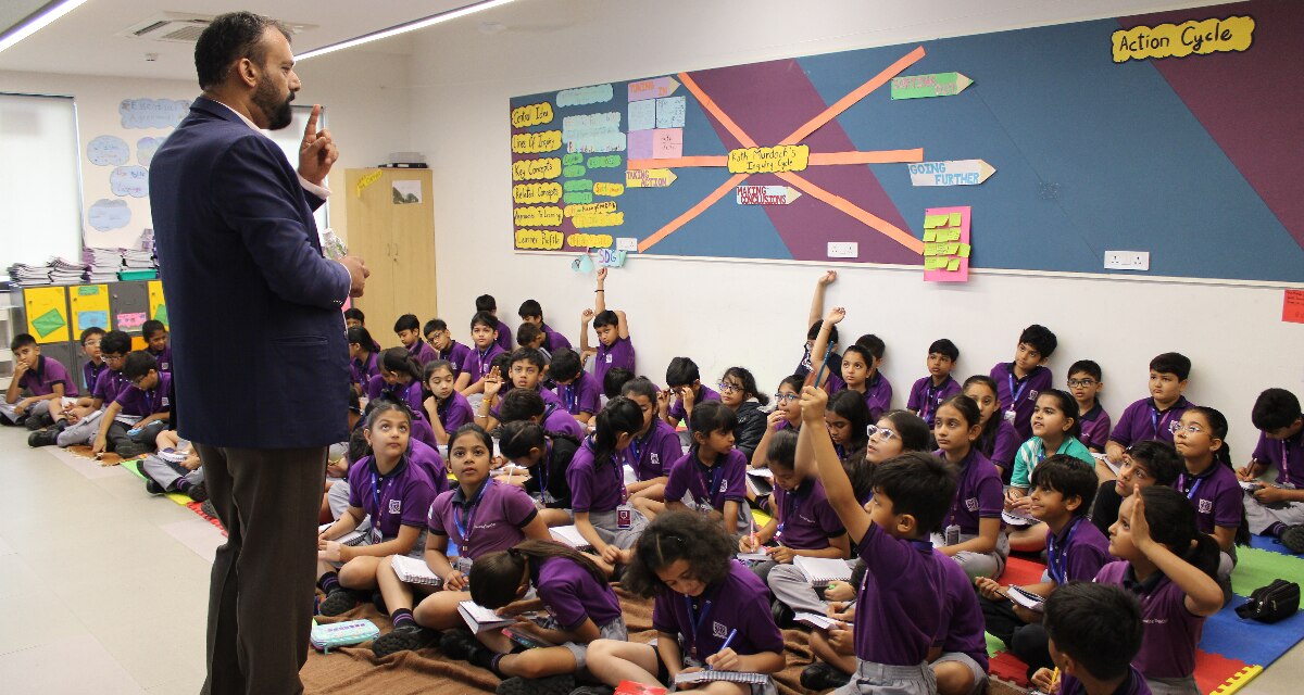 group of students with female teachers