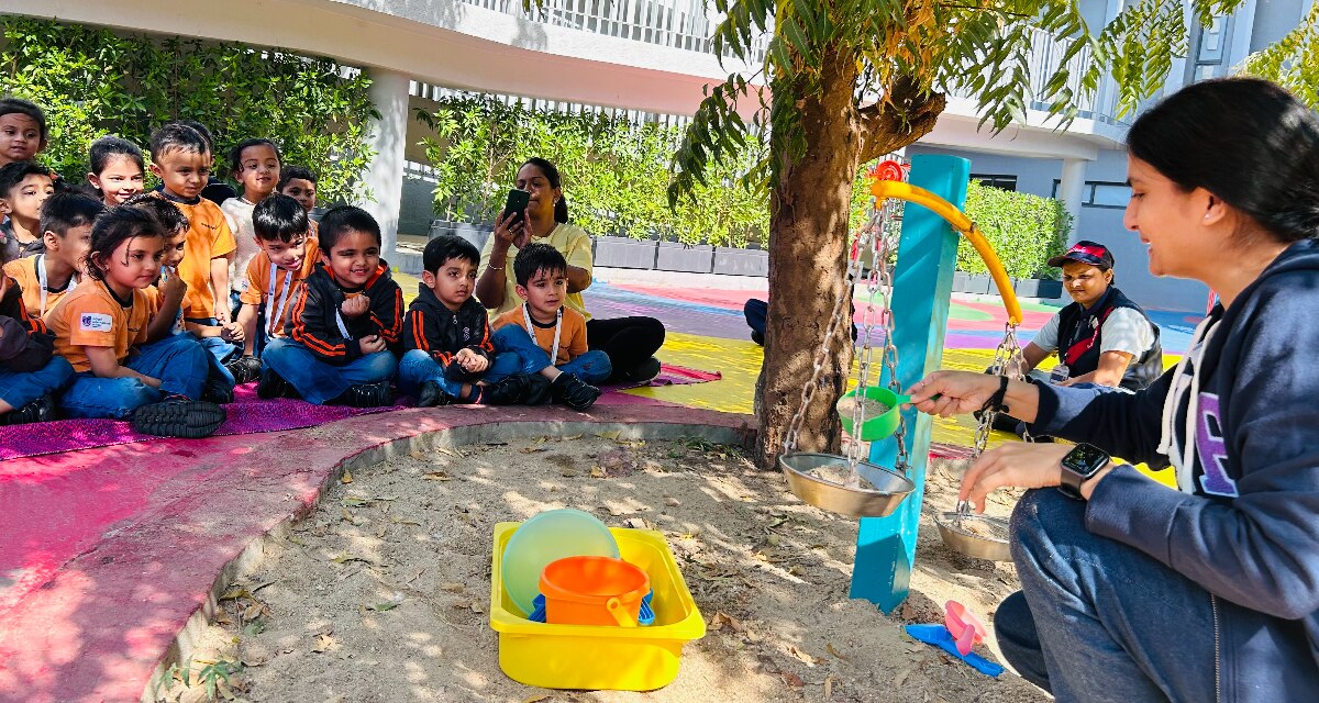 students in a playground at Adani International School