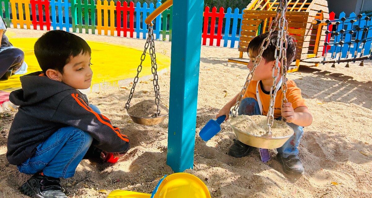 students in a playground at Adani International School