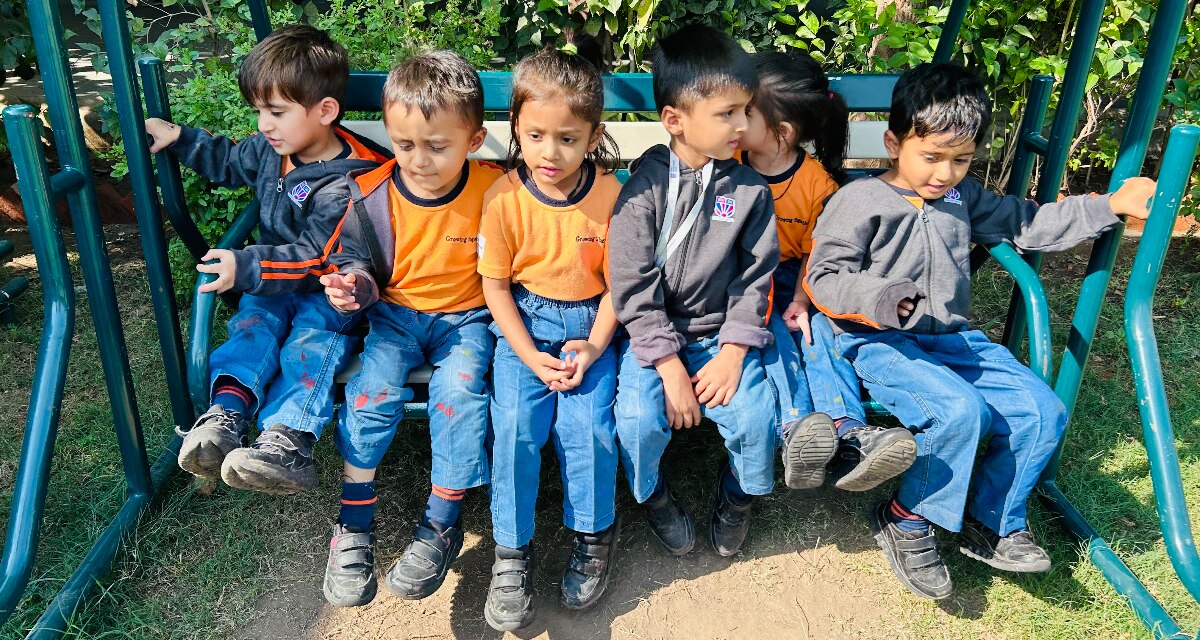 students in a playground at Adani International School