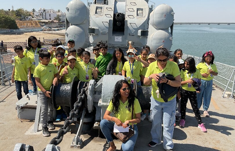 group of students with female teachers