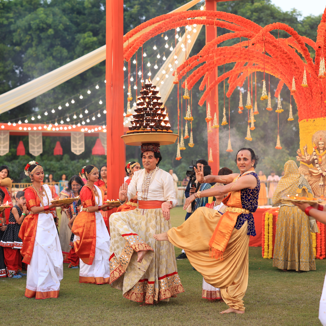 students participating in festive activity at Adani international School