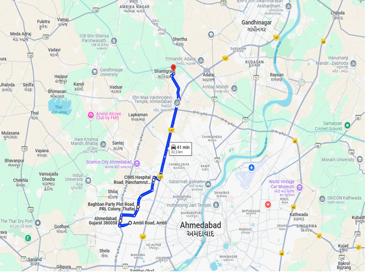 Bus route 13 - Shantigram - Adani International School