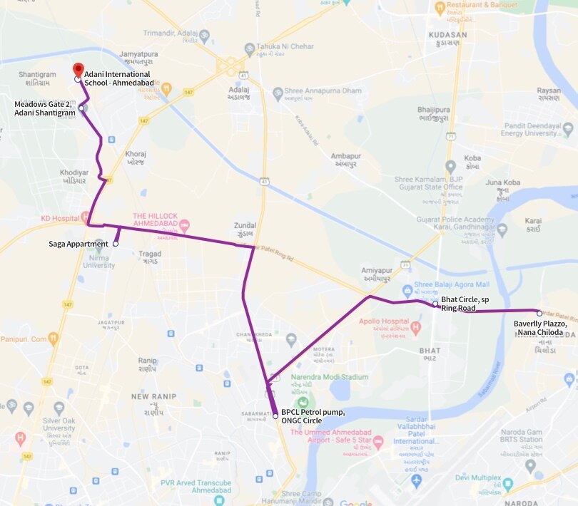 Bus route 12 - Shantigram - Adani International School