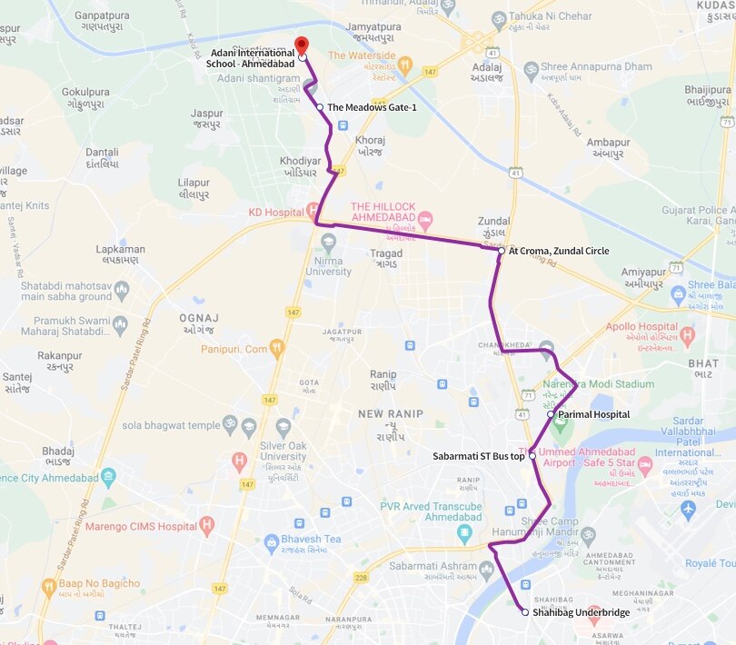 Bus route 4 - Shantigram - Adani International School